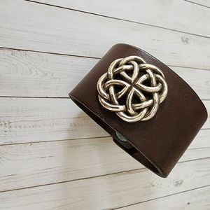 Leather bangle bracelet